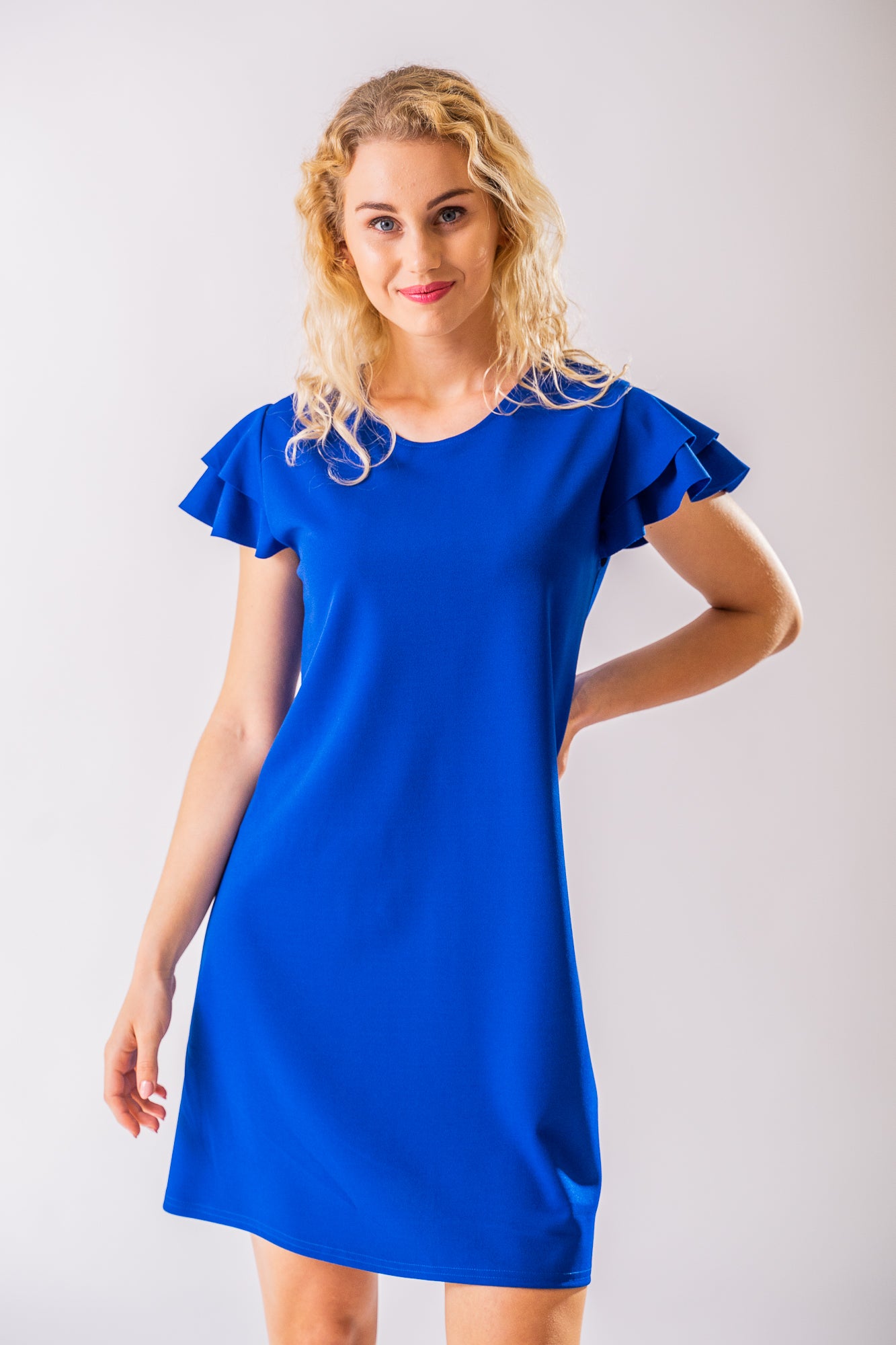 Modré volánové šaty Evren