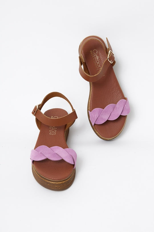 Hnedo fialové kožené sandále SERIFOS - Topánky