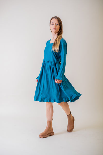 Modré úpletové šaty - UNI - Šaty