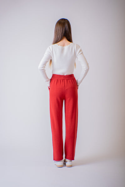 Červené úpletové nohavice - Nohavice