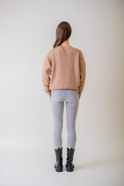 Bežový jednoduchý pletený sveter - Top