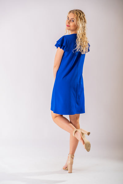 Modré volánové šaty Evren