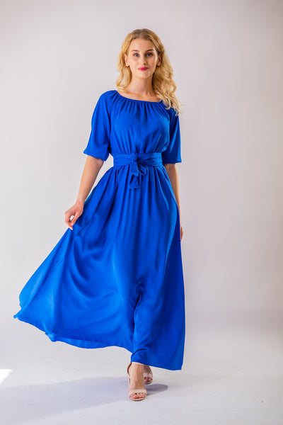 Modré maxi šaty
