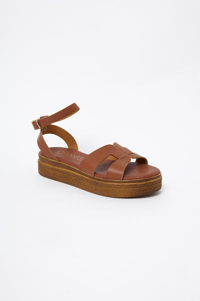 Hnedé kožené sandále PATRAS - Topánky