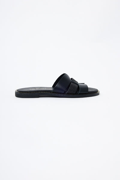 Čierne kožené šľapky ANDROS - Topánky