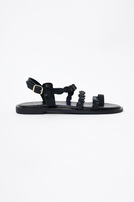 Čierne kožené sandále LARISSA - Topánky