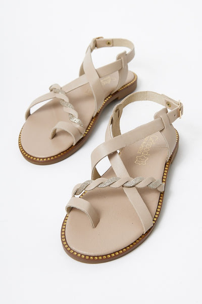Bežové kožené sandále LAMIA - Topánky