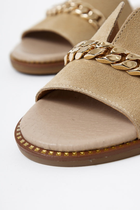Bežové kožené šľapky TRIKALA - Topánky