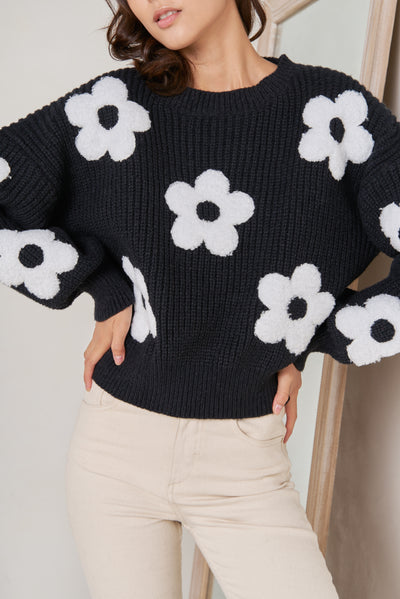 Čierny kvetinový sveter Chiara - UNI - Top