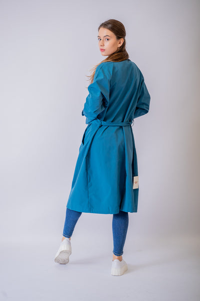 Modrý oversized trenčkot Gabi - kabát a bunda
