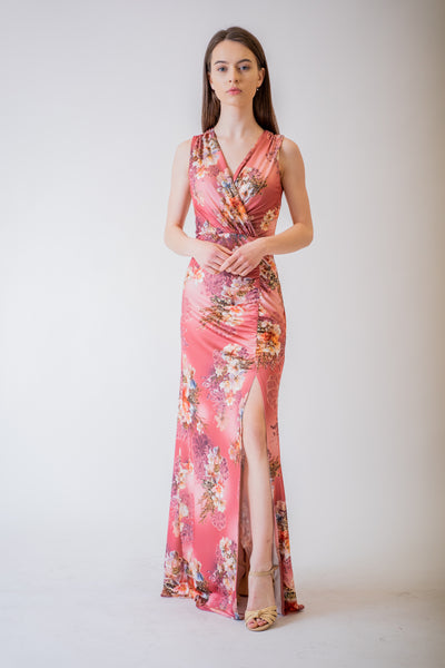 Ružové spoločenské kvetinové šaty - spoločenské šaty