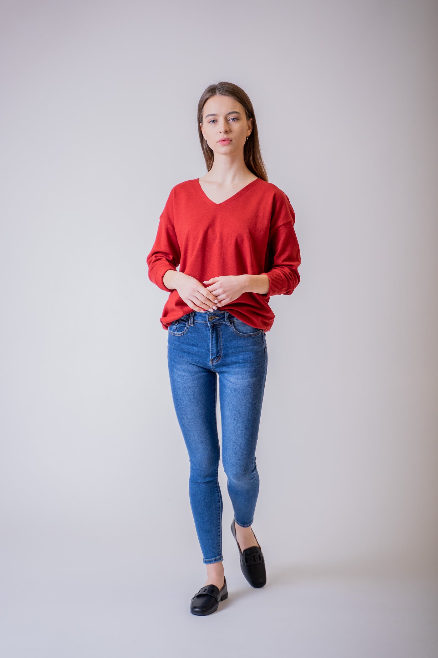 Červený vlnený sveter - UNI - sveter