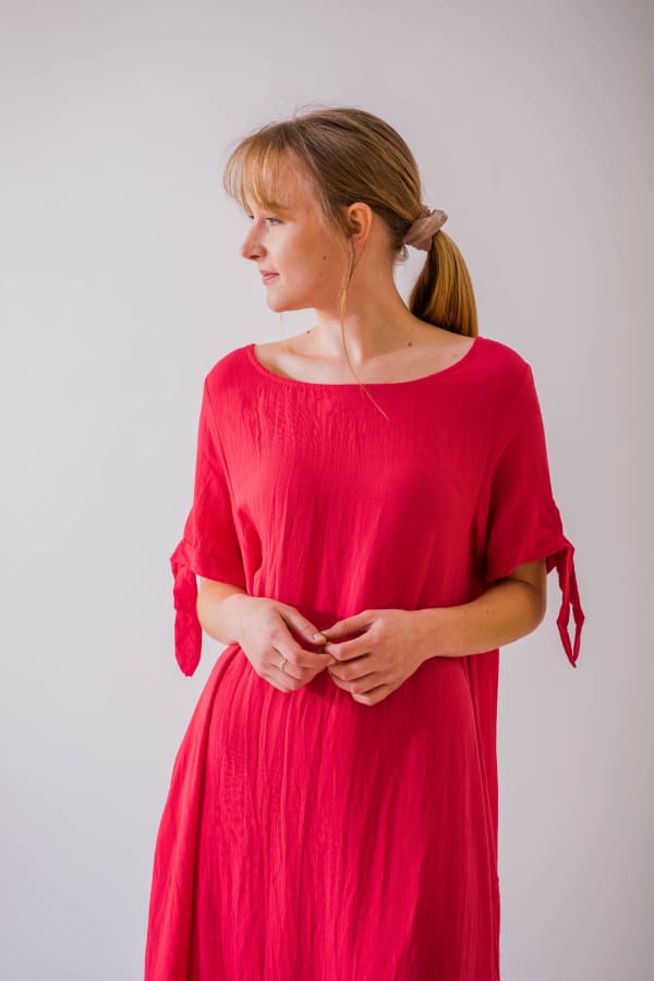 Červené viskózové šaty - Šaty