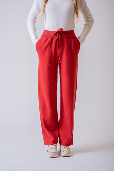 Červené úpletové nohavice - Nohavice