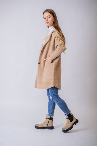 Béžový alpaka kabát Fancy - UNI - kabát a bunda