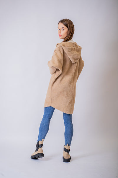 Béžový alpaka kabát Fancy - UNI - kabát a bunda