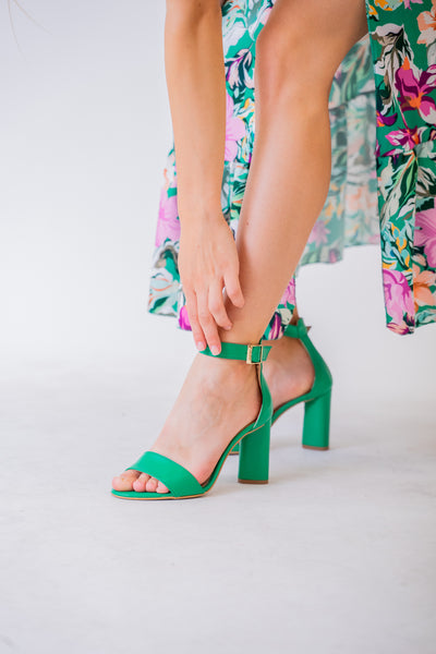 Zelené kožené sandále MIA - Topánky