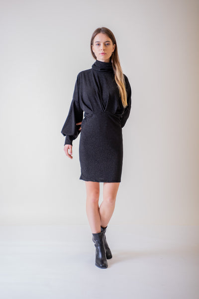 Čierne trblietavé puzdrové šaty - UNI - Šaty