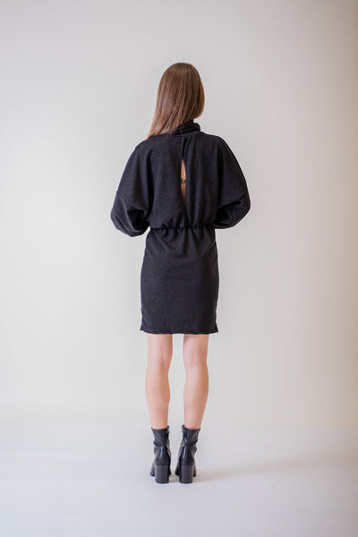 Čierne trblietavé puzdrové šaty - UNI - Šaty