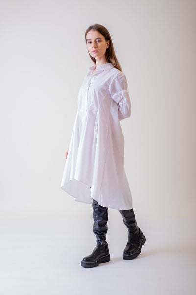 Biele asymetrické košeľové šaty - Šaty