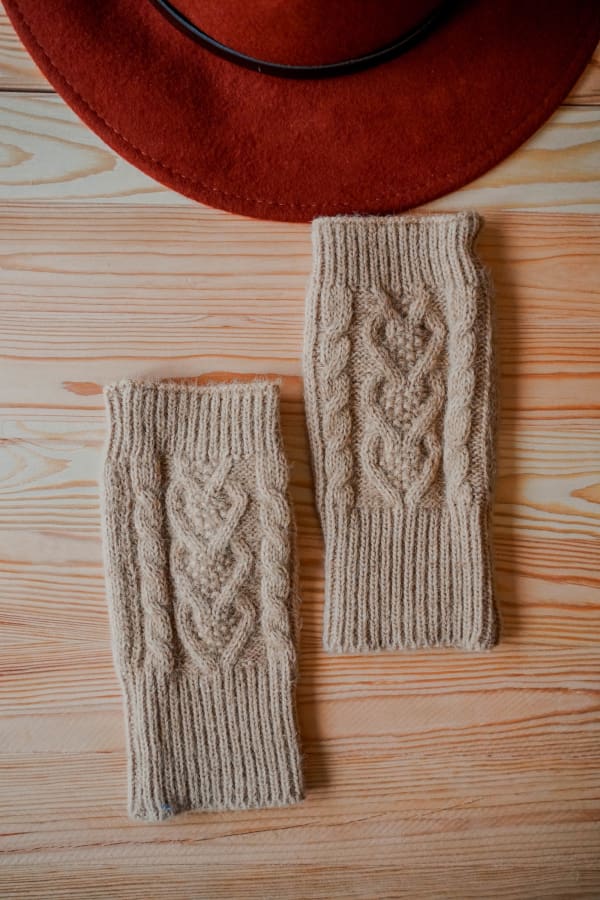 Bežové pletené rukavice - Rukavice