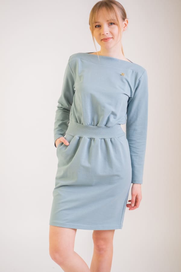 Modré krátke teplákové šaty - Šaty