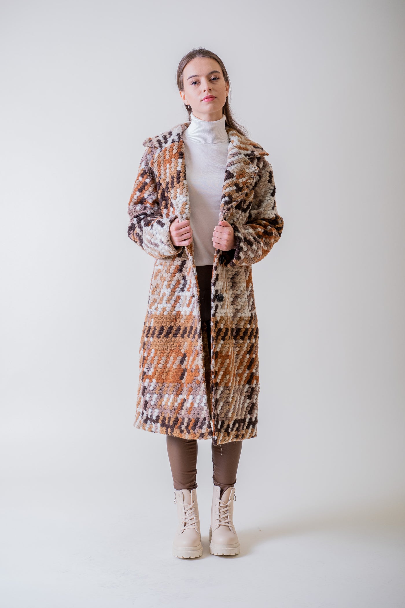Hnedý vlnený oversized kabát Evelyna - UNI - kabát a bunda