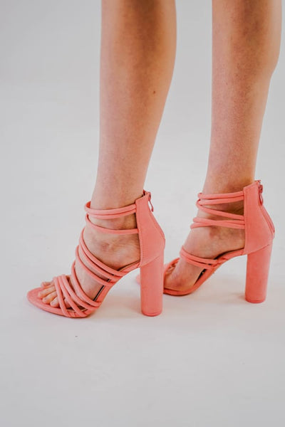 Ružové sandále na opätku - Topánky