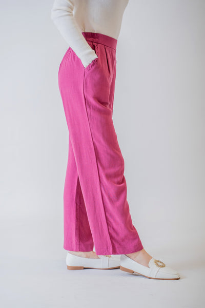 Ružové ľanové nohavice - Nohavice