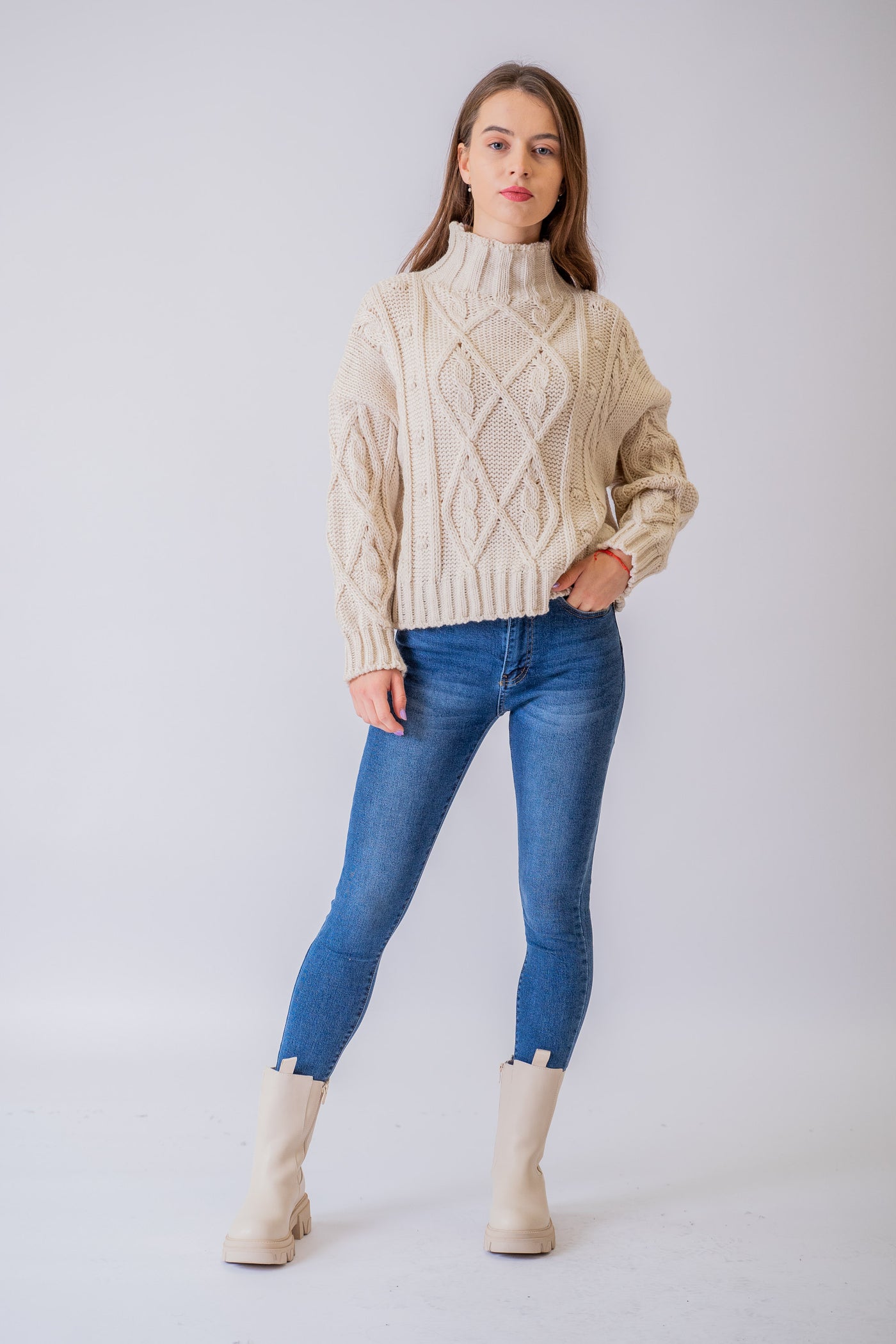 Bežový pletený sveter Aspen - UNI - Top