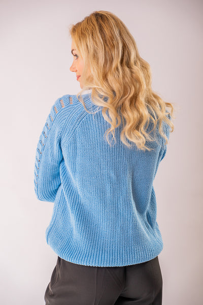Modrý pletený sveter Neve
