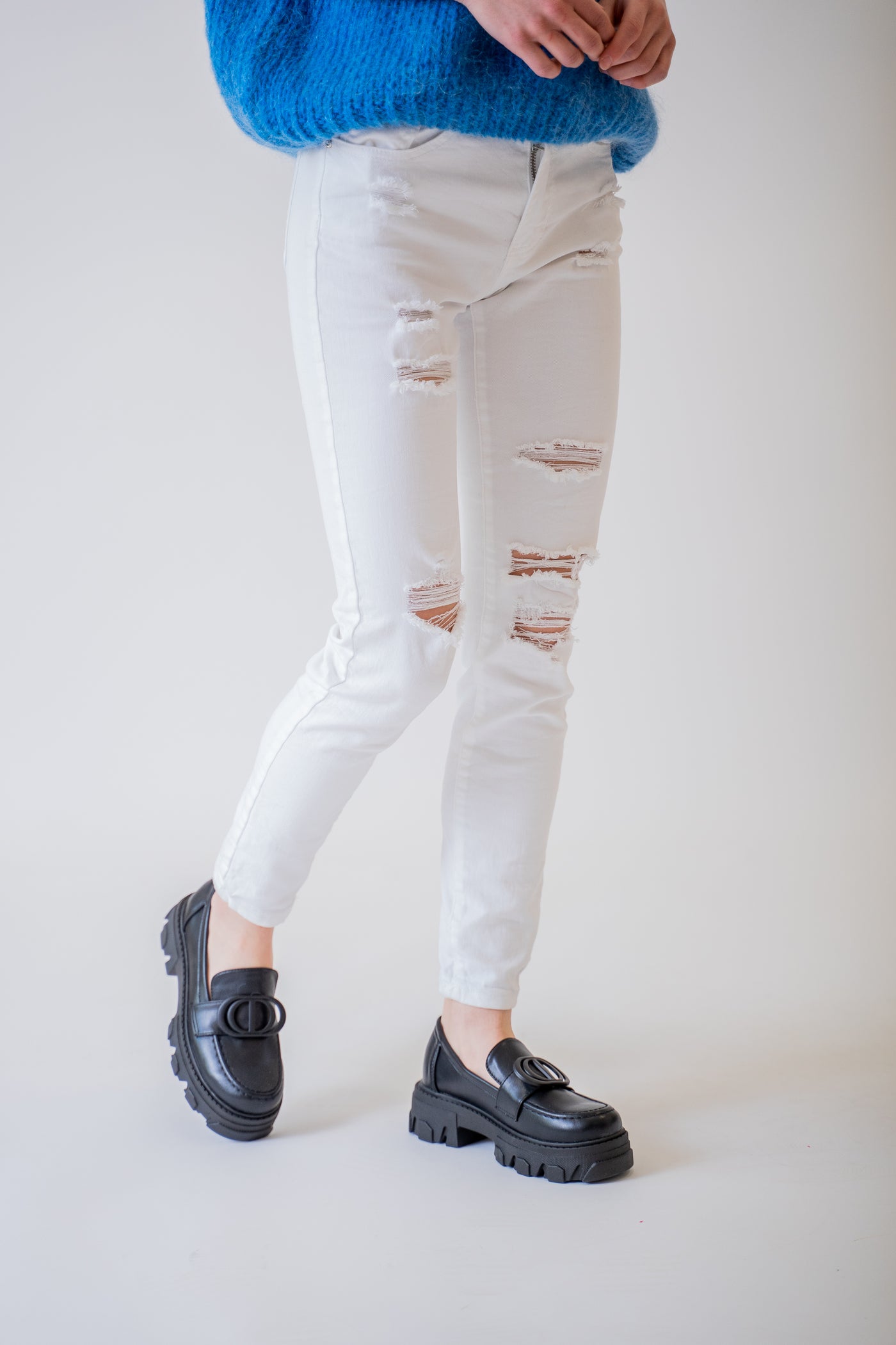 Biele denimové nohavice - Nohavice